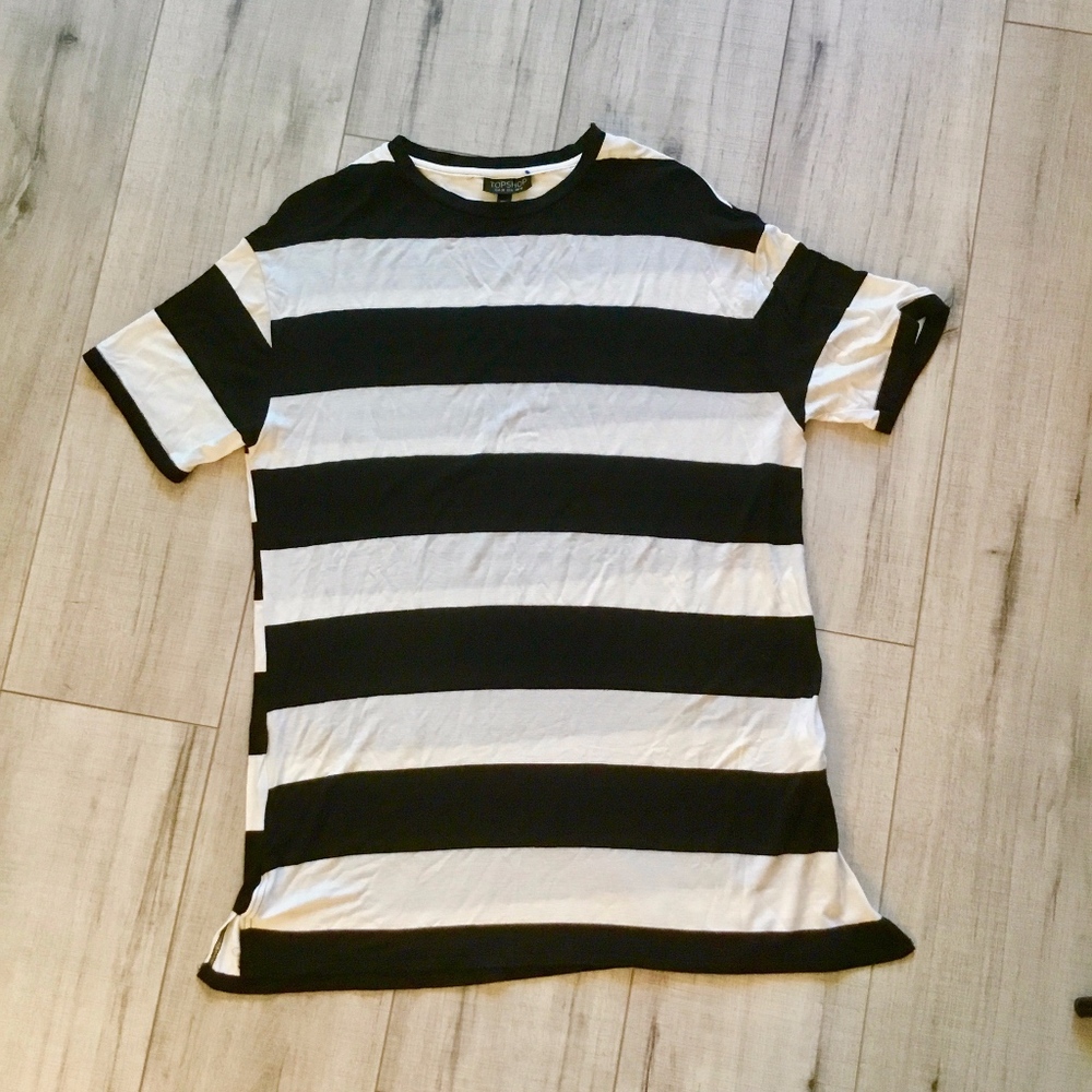 Topshop black and off white thick stripe t…